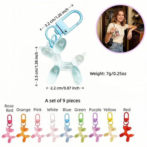 BUBBLE-FLY Women's Balloon Dog Keychain – Lightweight Resin Key Ring, Fashion Bag Charm for Car Keys Wallet Backpack, Multicolor Options, Secure Clasp in Saudi Arabia