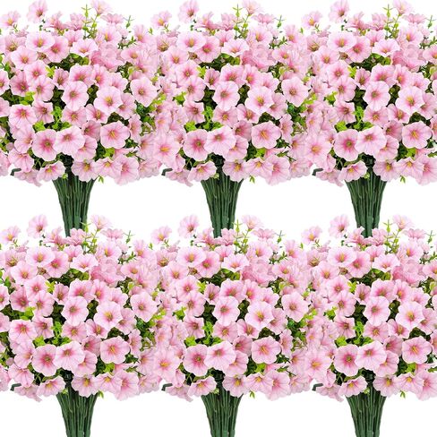 Roberly 12 Bundles Artificial Flowers for Outdoors, Fake Flowers Silk Morning Glory with Eucalyptus UV Resistant Faux Plants for Spring Summer Garden Outside Porch Patio Yard Home Decor, Multi in Saudi Arabia