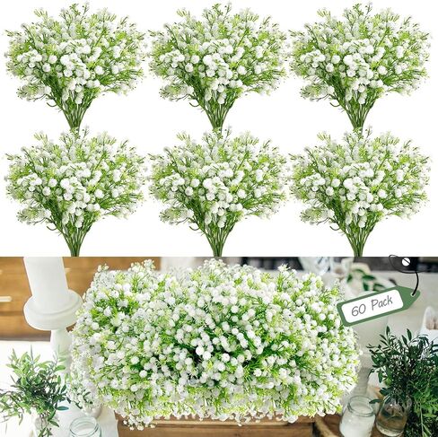 30Pcs Babys Breath Artificial Flowers Bulk, White Real Touch Faux Baby Breath Flowers Artificial, Fake Gypsophila for Vase Wedding Bouquet Arrangements Party Garden Home Decor in Saudi Arabia