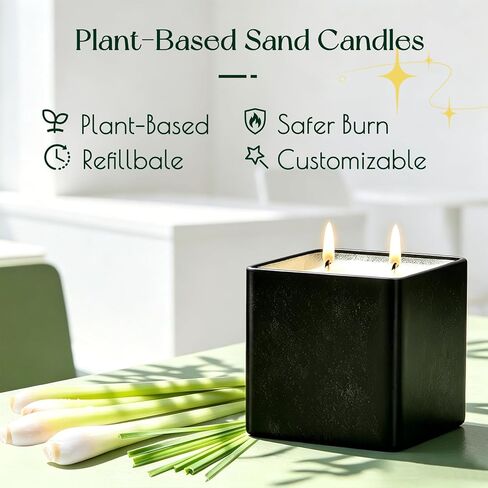 Citronella Candle Outdoor,Pearled Candle Sand Gift Set 1.3LB,50 Wicks,2 Large Jar, Natural Lemongrass Scent, 120Hour Burn,Refillable Pearl Wax Sand Candle Set for Indoor Patio Garden Camping Backyard in Saudi Arabia