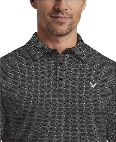 Callaway Opti-Dri Performance Golf Polos for Men, Mens Polo Shirts Short Sleeve with Moisture-Wicking Technology, Golf Tees - Black Print Large in Kuwait