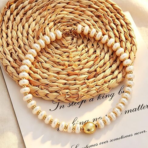 BOMAIL 4Pcs Chunky Imitation Pearl Necklaces for Women Layered Choker Set | Chunky Gold Bead Faux Pearl Beaded Necklaces Irregular Pearl Beaded Necklace for Summer Beach Daily Wearing Jewelry Gifts in Saudi Arabia