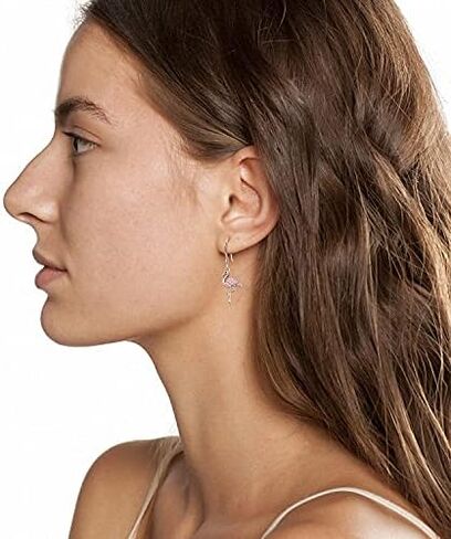 TANGPOET Flamingo Necklace Dangle Earrings Set for Women 925 Sterling Silver Rose Gold Plated Flamingo Jewelry Gifts with Gift Box in Kuwait