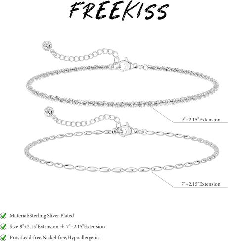 Freekiss 925 Sterling Silver Layered Necklace and Bracelet Set for Women, Dainty Paperclip Chain T-Bar Toggle Necklace with Adjustable Layered Beaded Chain Bracelet, Trendy Stackable Silver Jewelry in Saudi Arabia
