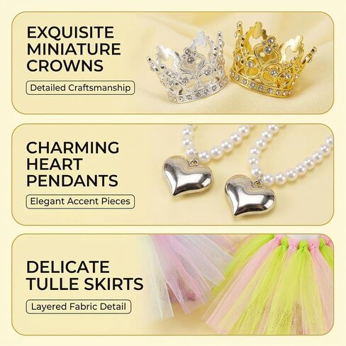 6-Piece Set with Crowns and Dresses, Mini Porch Goose Outfits, Mini Desk Goose Outfits,Polyester Material for Seasonal Decor, Festive Home Display Accessories Gold in Saudi Arabia