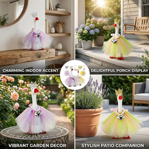 6-Piece Set with Crowns and Dresses, Mini Porch Goose Outfits, Mini Desk Goose Outfits,Polyester Material for Seasonal Decor, Festive Home Display Accessories Gold in Saudi Arabia