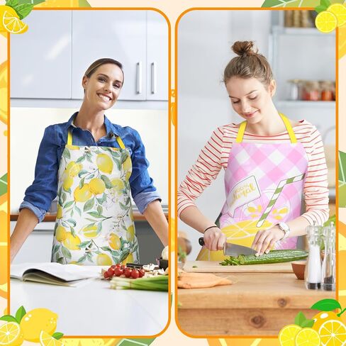 مريلة مطبخ من كيوتكروب 3 قطع من مريلة مطبخ ليمونية للخبز والطبخ ومريلة قابلة للتعديل، ملحقات أزياء عصير الليمون وديكورات العطلات ومستلزمات الحفلات in Kuwait