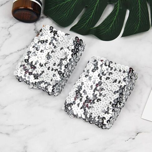 Stylish Stretchy Elastic Arm Sleeves Blingbling Sequins for Costume Women's Cuffs Arm Sleeve with Stunning Sequins, Approx.7x10cm/2.76x3.94'', Silver in Saudi Arabia