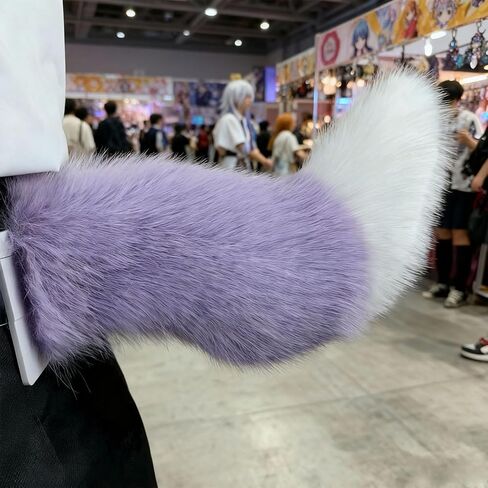 Cute Fuzzy electric moving tail for car Remote Control and voice control electric fox tail halloween costume (purple) in Kuwait