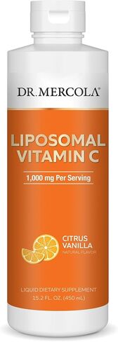 Dr. Mercola Liquid Liposomal Vitamin C - Antioxidant & Immune Support Supplement - Includes Vitamin E - GMO-Free, Gluten-Free & Soy-Free - Citrus Vanilla Flavor - 450 mL (30 Servings) in Kuwait