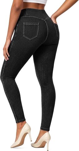 AVAMO Jeggings for Women Stretchy Skinny Jeans Denim Leggings with Pockets Pull on High Waist Tummy Control Trendy Jean in Saudi Arabia