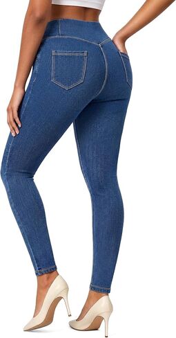 AVAMO Jeggings for Women Stretchy Skinny Jeans Denim Leggings with Pockets Pull on High Waist Tummy Control Trendy Jean in Saudi Arabia