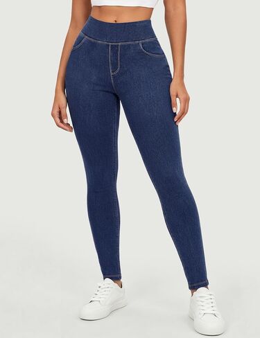 AVAMO Jeggings for Women Stretchy Skinny Jeans Denim Leggings with Pockets Pull on High Waist Tummy Control Trendy Jean in Saudi Arabia