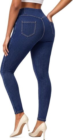 AVAMO Jeggings for Women Stretchy Skinny Jeans Denim Leggings with Pockets Pull on High Waist Tummy Control Trendy Jean in Saudi Arabia