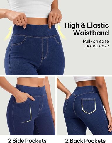 AVAMO Jeggings for Women Stretchy Skinny Jeans Denim Leggings with Pockets Pull on High Waist Tummy Control Trendy Jean in Saudi Arabia
