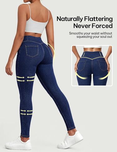 AVAMO Jeggings for Women Stretchy Skinny Jeans Denim Leggings with Pockets Pull on High Waist Tummy Control Trendy Jean in Saudi Arabia