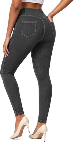 AVAMO Jeggings for Women Stretchy Skinny Jeans Denim Leggings with Pockets Pull on High Waist Tummy Control Trendy Jean in Saudi Arabia