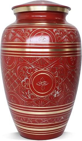 Cremation Urns for Human Ashes – Handcrafted 200 Cu in Brass Memorial Urn with Tight-Seal Lid – A Beautiful, Lasting Tribute for Loved Ones (White, Large) in Saudi Arabia