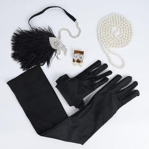 1920s Flapper Accessories Sets Roaring 20s Gatsby Costume Accessories Set for Women (White Crystal) in Saudi Arabia