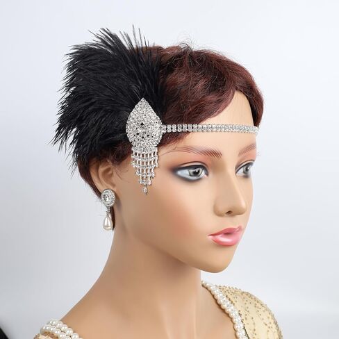 1920s Flapper Accessories Sets Roaring 20s Gatsby Costume Accessories Set for Women (White Crystal) in Saudi Arabia
