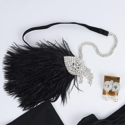 1920s Flapper Accessories Sets Roaring 20s Gatsby Costume Accessories Set for Women (White Crystal) in Saudi Arabia