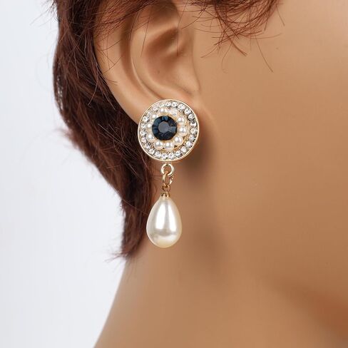 1920s Flapper Accessories Sets Roaring 20s Gatsby Costume Accessories Set for Women (Navy Blue Crystal) in Saudi Arabia
