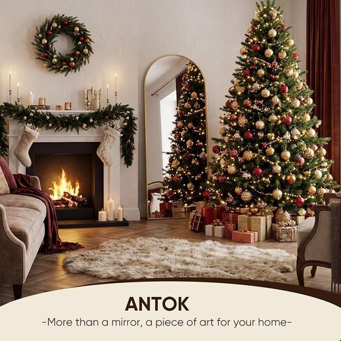 Antok 58" x19" Arched Full Length Floor Mirror, Gold Aluminum Frame, Free Standing/Wall Mount/Leaning for Bedroom, Living Room, Dressing Room in Saudi Arabia