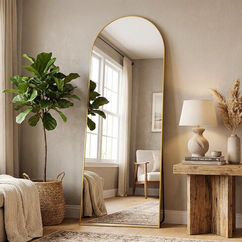 Antok 58" x19" Arched Full Length Floor Mirror, Gold Aluminum Frame, Free Standing/Wall Mount/Leaning for Bedroom, Living Room, Dressing Room in Saudi Arabia