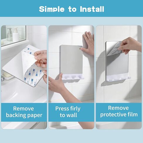 SANTOO Fog Free Shower Mirror, Fogless for Shaving & Washing Your Face - 3M Adhesive with 3 Razor Holders, Shatter-Resistant & Space-Saving (White) in Saudi Arabia