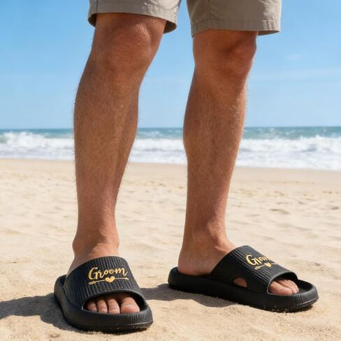 Groom Slides for Men Black Groom Sandals for Bachelor Party Wedding Day Gifts in Saudi Arabia