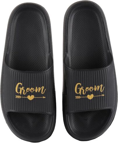 Groom Slides for Men Black Groom Sandals for Bachelor Party Wedding Day Gifts in Saudi Arabia