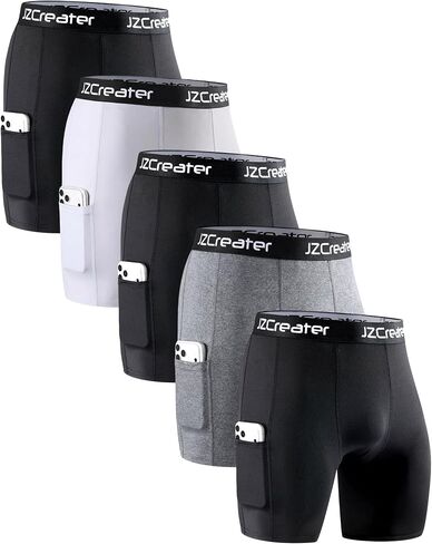 JZCreater Mens Compression Shorts with Pocket, Workout Gym Shorts for Running, Basketball & Training, Quick Dry Base Layer in Saudi Arabia