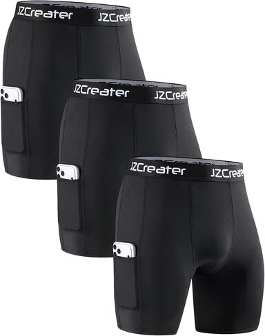 JZCreater Mens Compression Shorts with Pocket, Workout Gym Shorts for Running, Basketball & Training, Quick Dry Base Layer in Saudi Arabia