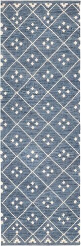 Dash & Albert Kota Indigo Handwoven Wool Rug, 2.5 X 8 Feet, Blue Geometric Pattern in Saudi Arabia