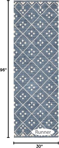 Dash & Albert Kota Indigo Handwoven Wool Rug, 2.5 X 8 Feet, Blue Geometric Pattern in Saudi Arabia