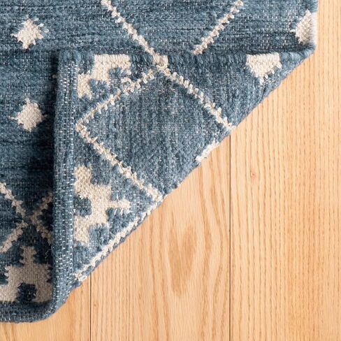 Dash & Albert Kota Indigo Handwoven Wool Rug, 2.5 X 8 Feet, Blue Geometric Pattern in Saudi Arabia