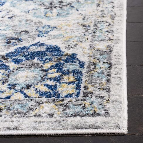 SAFAVIEH Madison Collection Runner Rug - 2'3" x 10', Ivory & Aqua, Boho Chic Distressed Design, Non-Shedding & Easy Care, Ideal for High Traffic Areas in Living Room, Bedroom (MAD611A) in Kuwait