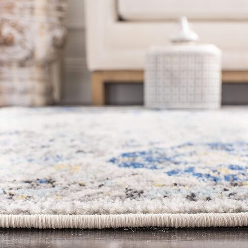 SAFAVIEH Madison Collection Runner Rug - 2'3" x 10', Ivory & Aqua, Boho Chic Distressed Design, Non-Shedding & Easy Care, Ideal for High Traffic Areas in Living Room, Bedroom (MAD611A) in Kuwait