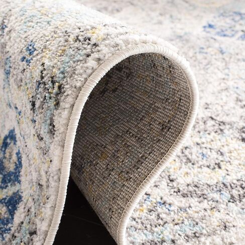 SAFAVIEH Madison Collection Runner Rug - 2'3" x 10', Ivory & Aqua, Boho Chic Distressed Design, Non-Shedding & Easy Care, Ideal for High Traffic Areas in Living Room, Bedroom (MAD611A) in Kuwait