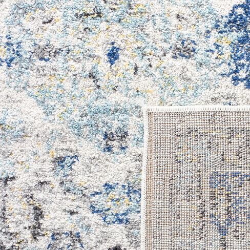 SAFAVIEH Madison Collection Runner Rug - 2'3" x 10', Ivory & Aqua, Boho Chic Distressed Design, Non-Shedding & Easy Care, Ideal for High Traffic Areas in Living Room, Bedroom (MAD611A) in Kuwait
