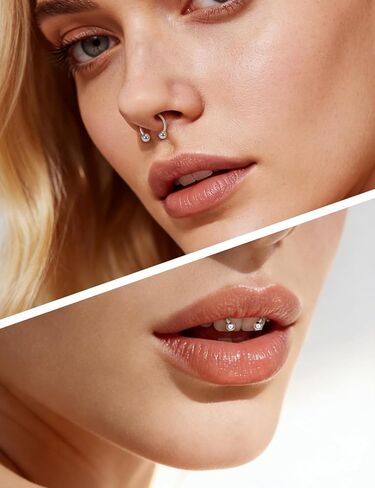 16G Horseshoe Septum Rings 6/8/10/12mm with Tool & Ball Grabber,Hypoallergenic for Nose,Rook,Cartilage,Helix,Lips-Silver Gold 316L Surgical Steel Septum Piercing jewelry in Saudi Arabia