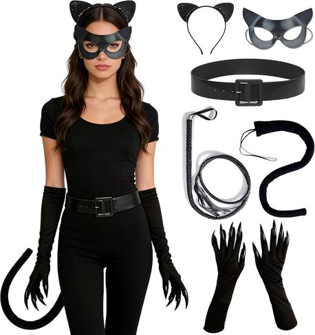 Woman Cat Costume Accessories Adult Black Superhero Outfit for Halloween Cosplay in Saudi Arabia