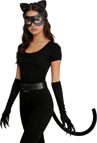 Woman Cat Costume Accessories Adult Black Superhero Outfit for Halloween Cosplay in Saudi Arabia