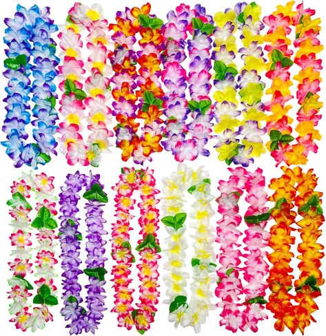 12 Counts Hawaiian Leis Necklace Leis Headbands Leis Tropical Luau Hawaii Silk Flower Lei Theme Party Favors Holiday Wedding Beach Birthday Decorations in Saudi Arabia