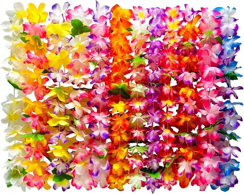 12 Counts Hawaiian Leis Necklace Leis Headbands Leis Tropical Luau Hawaii Silk Flower Lei Theme Party Favors Holiday Wedding Beach Birthday Decorations in Saudi Arabia