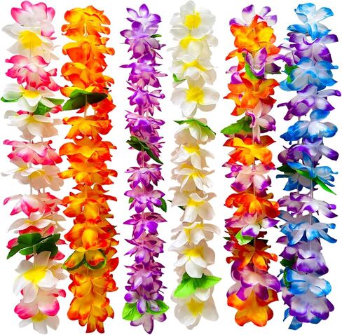 12 Counts Hawaiian Leis Necklace Leis Headbands Leis Tropical Luau Hawaii Silk Flower Lei Theme Party Favors Holiday Wedding Beach Birthday Decorations in Saudi Arabia