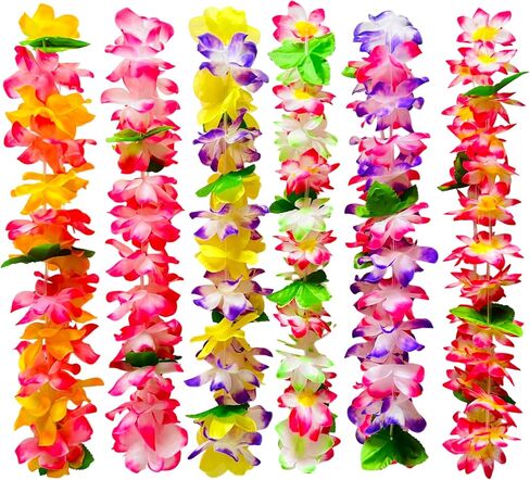 12 Counts Hawaiian Leis Necklace Leis Headbands Leis Tropical Luau Hawaii Silk Flower Lei Theme Party Favors Holiday Wedding Beach Birthday Decorations in Saudi Arabia