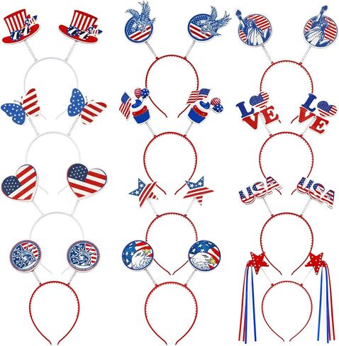 QPIXVB 6PCS 4th of July Headband,Red White and Blue Party Accessories Decorations Favors,250th Anniversary American Flag Hair Accessories for Independence Memorial Day Patriotic Decor Photo Props in Saudi Arabia