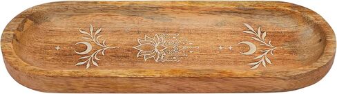 Handcrafted Wooden Incense Holder Inlay with Boat Shape Design Agarbatti Dhoop Stand Spiritual Mandala Lotus Design Home Décor Indian Traditional Meditation Pooja Use(brown )(Size :-11"X 4") in Kuwait