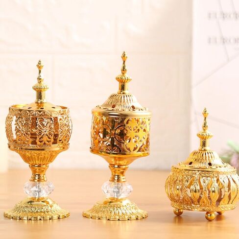 Middle Eastern Style Incense Burner Ornament 4.72X3.54X3.54In Electroplated Metal Incense Holder for Home Decoration in Kuwait